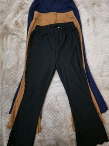 SHEIN Black, Brown And Navy Ribbed Pants sz 5Y - Picture 1 of 11