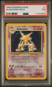 1999 POKEMON BASE SET UNLIMITED #1 ALAKAZAM-HOLO PSA 7 - Picture 1 of 4