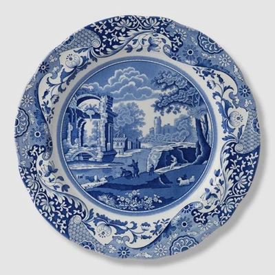 Plato de ensalada italiana de encaje floral antiguo país azul blanco Spode $120 Foto 1 de 4