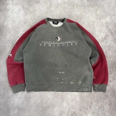 Florida State Seminoles FSU Crewneck Sweatshirt Size Medium Thrashed Distressed - Image 1 of 4