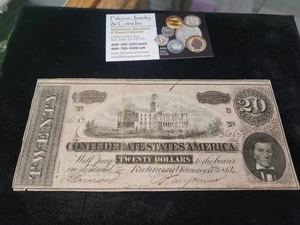 1864 $20 Dollar Confederate States of America Richmond Currency ....99 cents $$$ - Picture 1 of 13