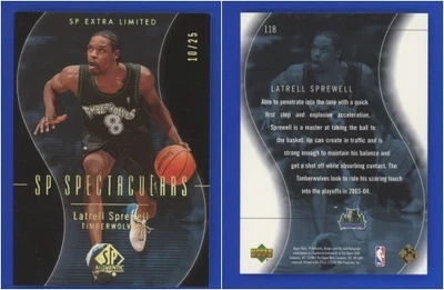 Latrell Sprewell 2003-04 SP Authentic #118 'Limited Extra' parallel #'d 10/25 - Image 1 of 3