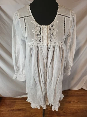 Camisón Coqueta De Colección Victoria's Secret Corto Cottagecore Blanco Manga Larga S Foto 1 de 4