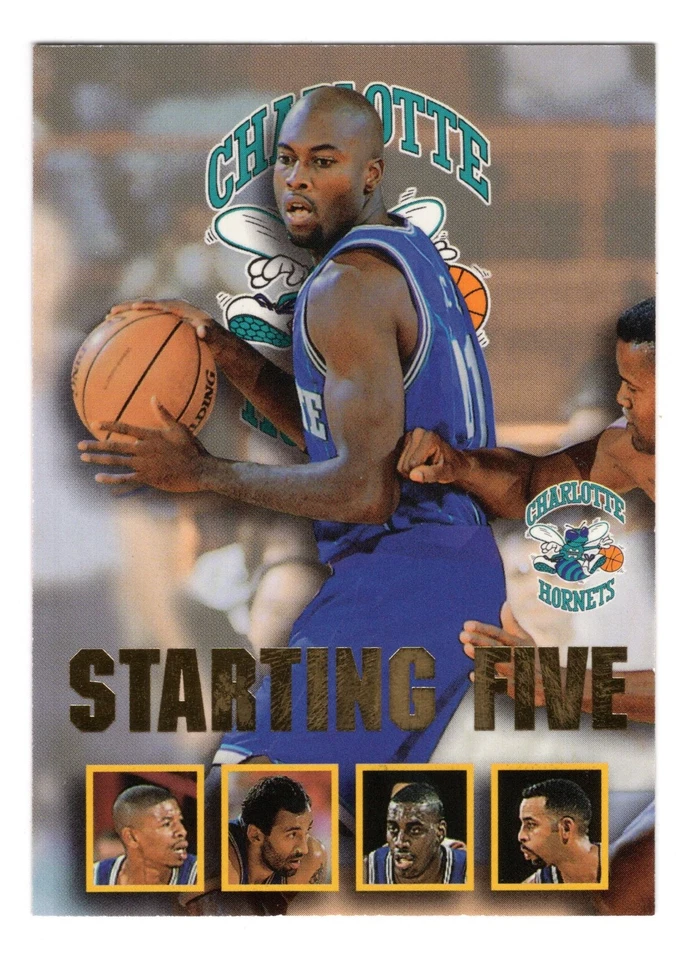 1996-97 NBA HOOPS STARTING FIVE CHARLOTTE HORNETS INSERT CARD #3  **NM-MT** - Image 1 of 2