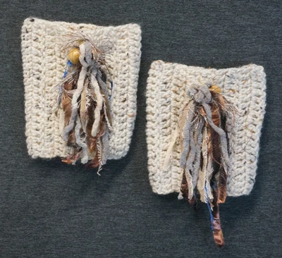 Calentador de Piernas Tejido Artesanal Boho Decorado Longitud 6" Marfil Neutrales Foto 1 de 4