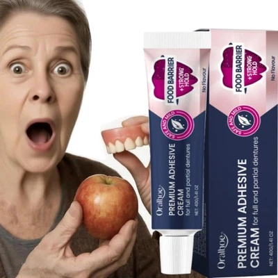 Adhesión de dentadura segura todo el día, unión de dentadura postiza, mantenimiento duradero Foto 1 de 4