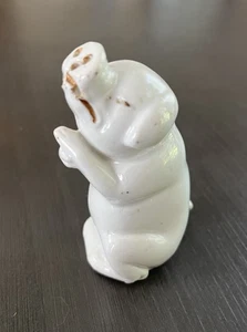 Estatuilla de cerdo de pie blanca de cerámica vintage salero Alemania - Imagen 1 de 18