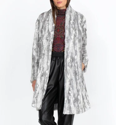 $490 JOHNNY WAS SZ L CLOUD FAUX FUR COAT SILK LINED JACKET NWT So SOFT!! - Image 1 of 4