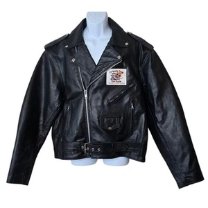 VTG X Element by USA Leather Black Motorcycle Jacket Quilted Lining Patch Men 48 - Picture 1 of 13