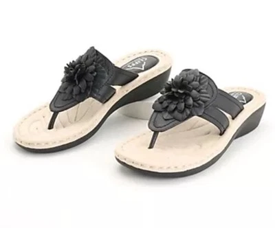 Nuevas Sandalias de Tanga Cliffs White Mountain Cassia Embellecidas Florales Negras 11M Foto 1 de 4