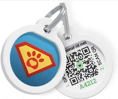 Etiqueta de collar de mascota ROVERTAGS QR Code Dog “Super Dog” identificación animal Foto 1 de 4
