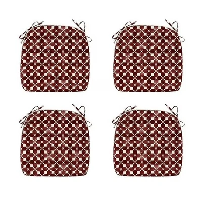 16x17" All-Weather Red Geometric Outdoor Seat Pads Chair Cushions, Pack of 4 Red - Image 1 of 4