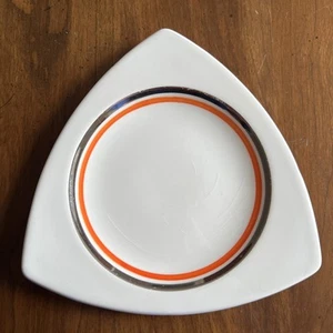 RARE! Art Deco Tricorne Salem 6-1/4" Bread / Dessert Plate; Orng & Silver Stripe - Picture 1 of 14