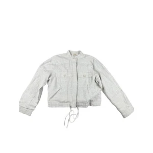 Magaschoni Linen Blend Jacket Drawstring Waist Button Up Pockets Large Summer - Picture 1 of 13