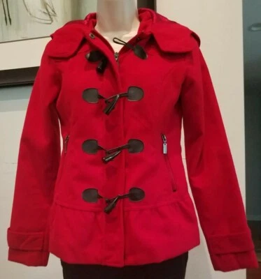 Hydraulic Junior Girls Pea Coat Red Size Small Toggle Button Zip Hooded Jacket - Image 1 of 4