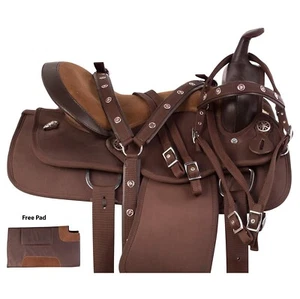 Silla de montar de caballo marrón Western Pleasure Trail 10""-18"" para principiantes envío gratuito - Imagen 1 de 7