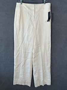 Jones New York Linen Pants Womens 12 White Ivory Wide Leg Lined - Picture 1 of 17
