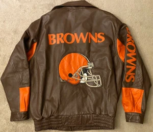 Vintage Carl Banks GIII Cleveland Browns Full Zip Leather Jacket Sz Extra Large - Picture 1 of 8