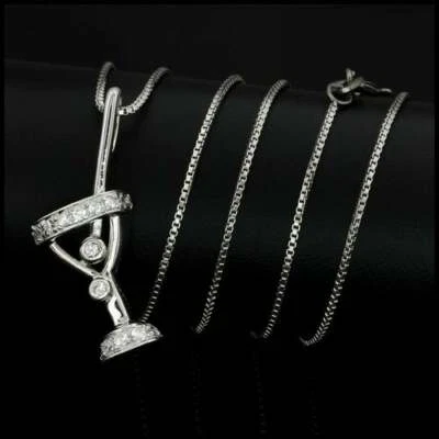 Martini Glass shaped Necklace Platinum coated over sterling Silver - Image 1 of 4