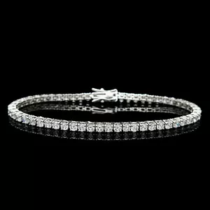 925 Sterling Silver Round Cut AAA CZ Tennis Bracelet with Rhodium 4mm - Picture 1 of 6