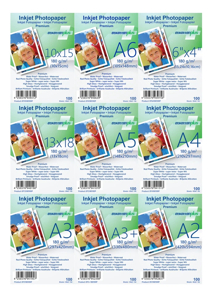 EtikettenPlus Fotopapier Premium 180g/qm hoch-glänzend Größe & Format nach Wahl - Bild 1 von 1