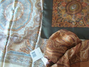 Liberty of London Silk Scarf Vintage Paisley Golden Yellow Green blue Brass Lot  - Picture 1 of 10