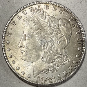 1886 $1 Morgan Silver Dollar BETTER DATE, well Struck gold toning - Picture 1 of 4
