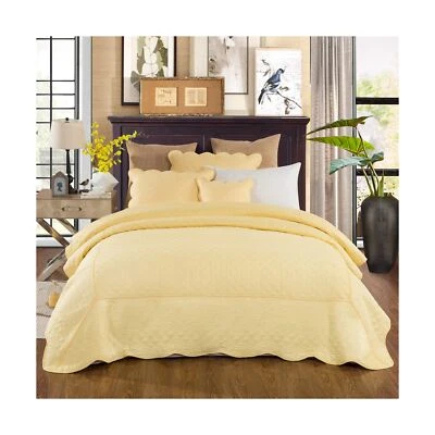 Tache 3 изделия выстеганный твердый желтый лютик затяжки покрывало комплект, король - Изображение 1 из 4