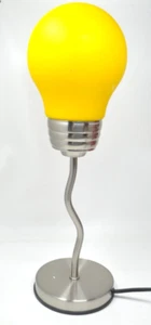 Postmodern Pop Art YELLOW Light Bulb Shaped Squiggle Table Lamp 18.5" - Picture 1 of 9