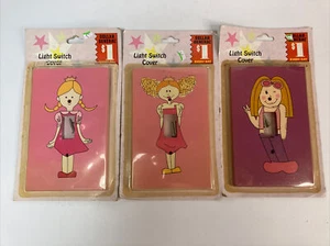 Set Of 3 Pink Girl Light Switch Covers Princess Cartoon 5.5”x3.5” Girly Cute NOS - Picture 1 of 6