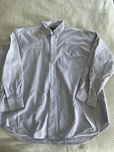Ralph Lauren Mens Shirt Big Shirt Size L Blue Denim Yarmouth 100% Cotton Oxford