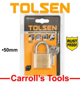 TOLSEN Heavy Duty Brass Padlock 50mm > Rustproof - Picture 1 of 2