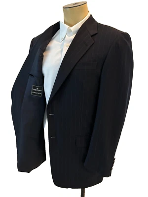 Hickey Freeman Men's Midnight Blue Striped 2 Button Sport Jacket Size 42L $998 - Image 1 of 4
