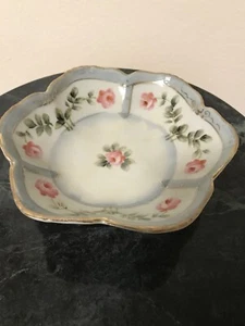 Vintage Porzellan handbemalt rosa Rosen Fuß Schale Schale Nippon Blütenmarke - Bild 1 von 6