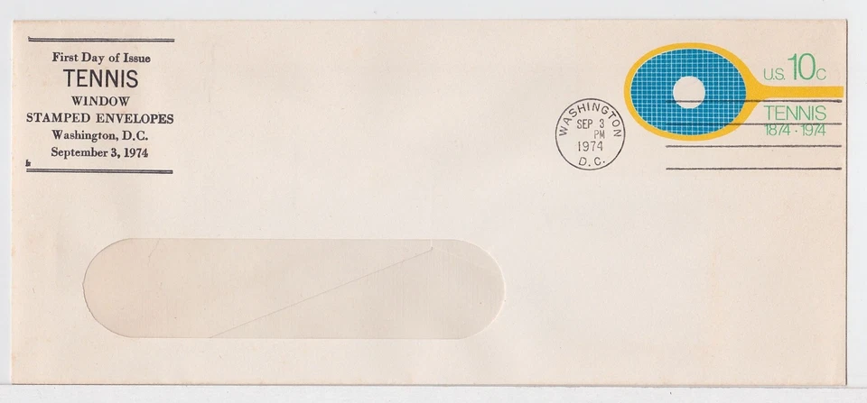 TurtlesTradingPost- Tennis Envelope -1974 FDC #U569- Window Envelope No 10 - Image 1 of 1