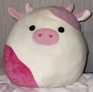 NWT Squishmallow Caedyn Pink Hearts Cow Plush 12” HTF Valentines Day 2022 Rare - Picture 1 of 4