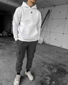 Herren Sweatshirt mit Wappen der Ukraine Kapuzenpullover Dreizack weiß 🙂 🙂 - Bild 1 von 2