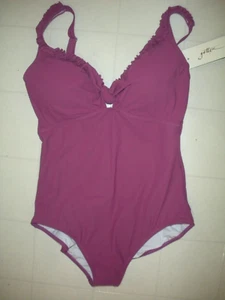 Profile by Gottex Violet Frill Me 1 PC Tie Front Underwire Swimsuit Sz 12 NWT - Picture 1 of 2