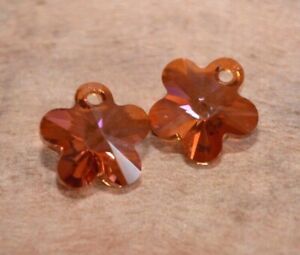 New lot 2 pcs Swarovski Crystals - 12mm Crystal Copper Flowers - A8684c