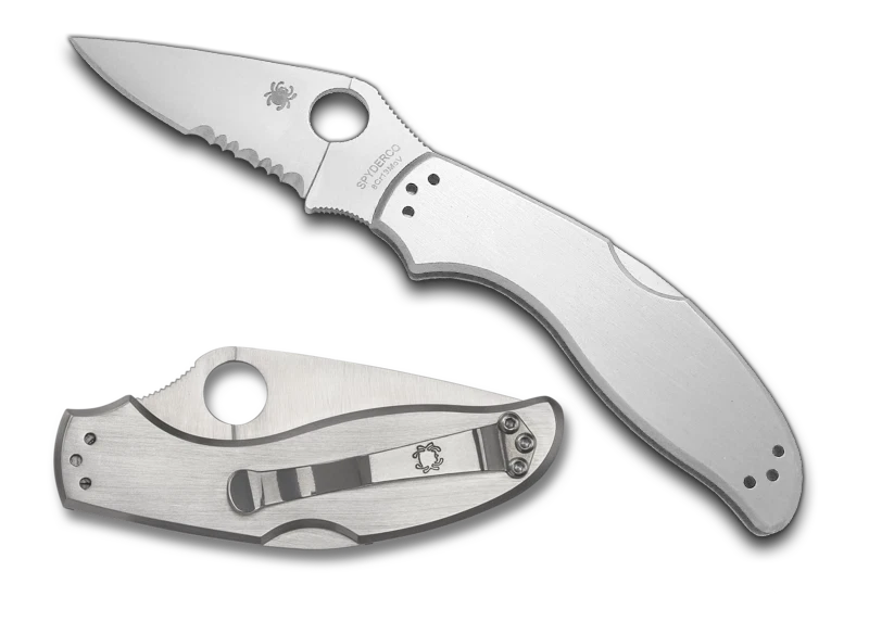 Spyderco Uptern Lock Pocket Knife 8Cr13MoV Steel Blade Stainless Handle - C261PS