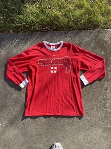 Nike England Soccer Wayne Rooney Script Long Sleeve T-Shirt Red/White Y2K Large - Picture 1 of 6
