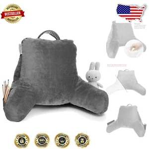 Versatile Kids Reading Pillow in Grey - Memory Foam Support with Storage Pockets - Picture 1 of 10