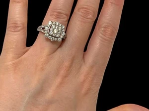 Natural Diamond Cluster Cocktail Ring in 14K White Gold 2.0 Tcw. Size 7.5 - Picture 1 of 5