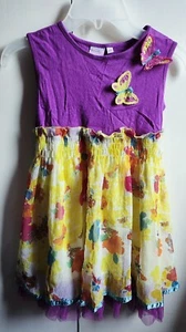 Butterfly by Mathew Wiliamson Girls Floral Summer Dress 5 Years Cotton Purple - Picture 1 of 9