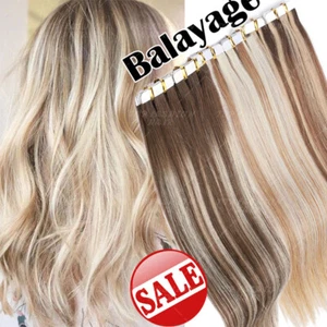Extensiones de cabello humano Remy de trama de piel con cinta de ombre gruesa 24 pulgadas Balayage COMPLETO - Imagen 1 de 43