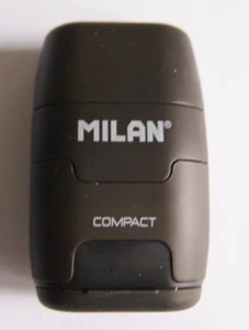 Milan Black Compact Pencil Sharpener & Eraser (Runner) Stationary Set Pod New - Picture 1 of 7