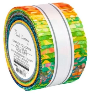 Jelly Roll - Artisan Batiks Floral Fantasy Cotton Fabric Strips Roll-Ups M493.24 - Picture 1 of 2