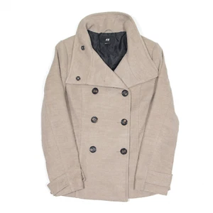 H&M Womens Pea Jacket Cream S - Picture 1 of 6