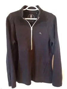 Tommy Bahama Arube 1/2 Zip Sweater Mens L Black Long Sleeve Golf Angle Pockets - Picture 1 of 9
