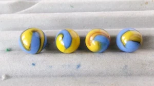 Lot of 4 Vintage Akro Agate Marbles 1 Superman 3 Cub Scout - Picture 1 of 5